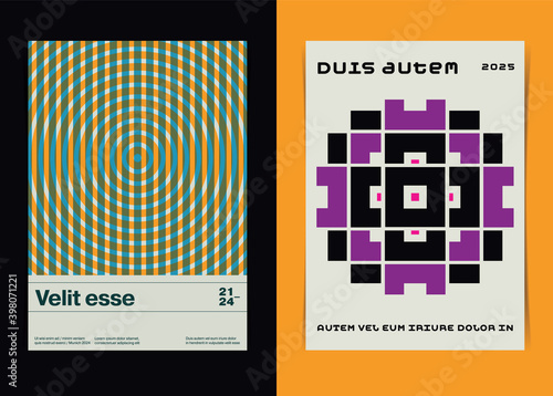 Set of Vintage Event Posters Swiss Style Graphic Template. Vector illustration.