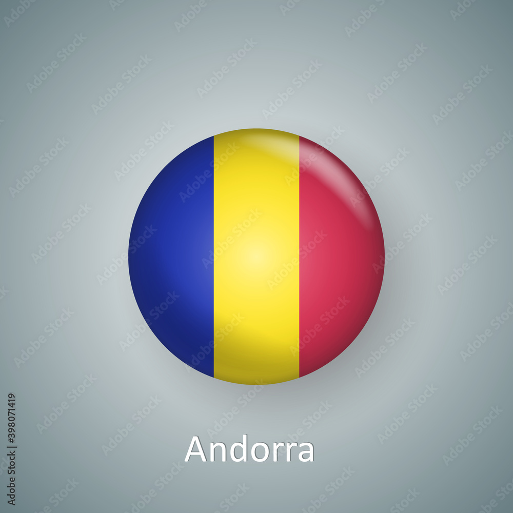 Fototapeta premium Andorra flag icon circle 3d gradient isolated