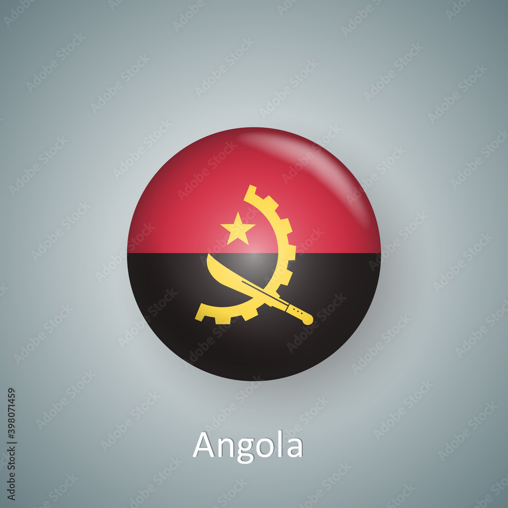 Angola flag icon circle 3d gradient isolated Angola flag icon circle 3d gradient isolated