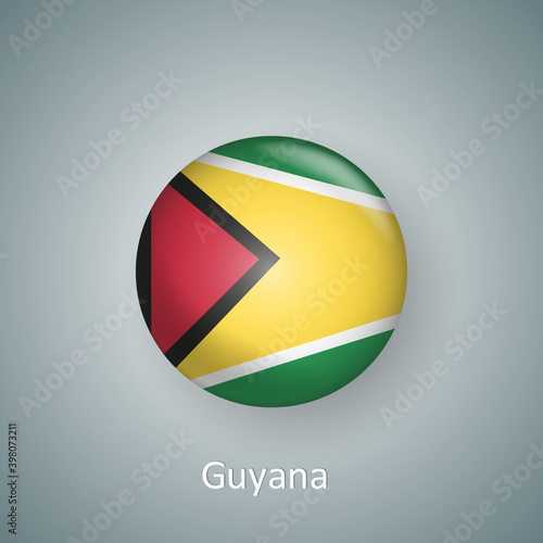 Free Download Guyana flag icon circle 3d gradient isolated - GFXLoad