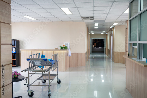 Fototapeta Naklejka Na Ścianę i Meble -  Patient stretcher trolley parked in hospital