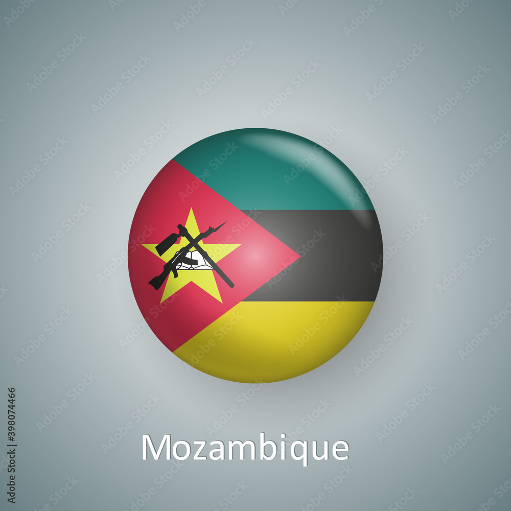 Mozambique flag icon circle 3d gradient isolated Mozambique flag icon circle 3d gradient isolated