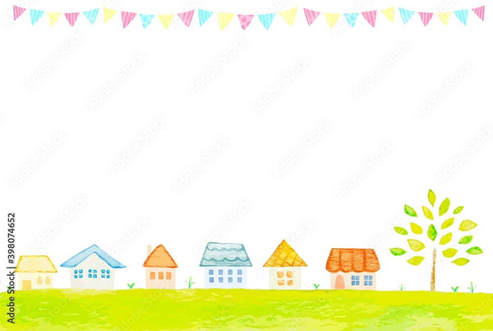 かわいい手描きの町並みイラスト かわいい手描きの町並みイラスト