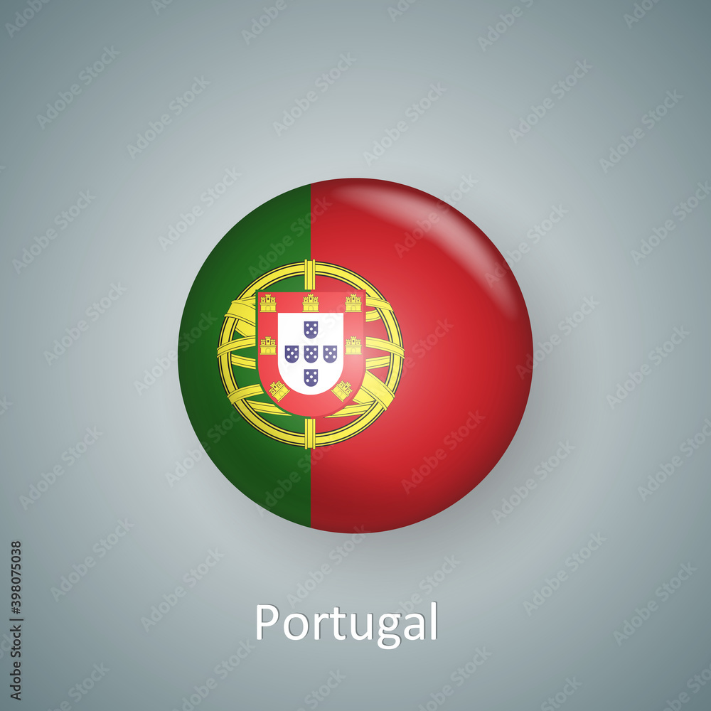 Portugal flag icon circle 3d gradient isolated Portugal flag icon circle 3d gradient isolated