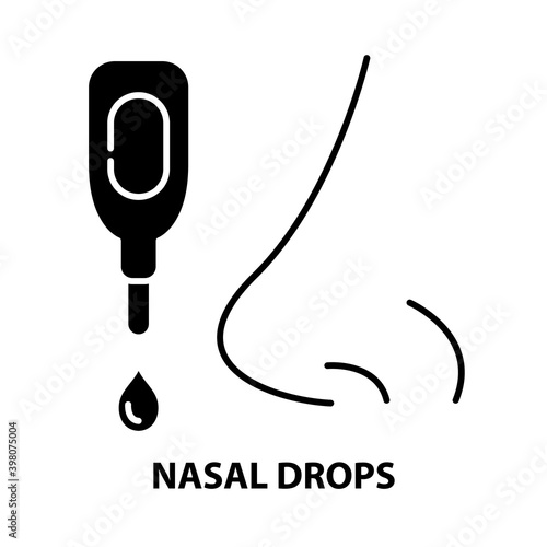 nasal drops icon, black vector sign with editable strokes, concept illustration