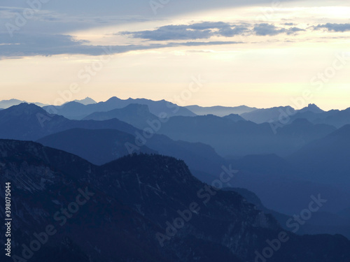 Mountain panorama view from Magical Untersberg  in Bavaria  Germany