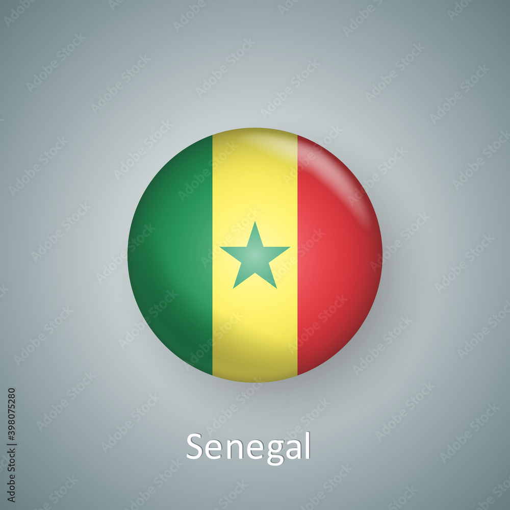 Senegal flag icon circle 3d gradient isolated Senegal flag icon circle 3d gradient isolated