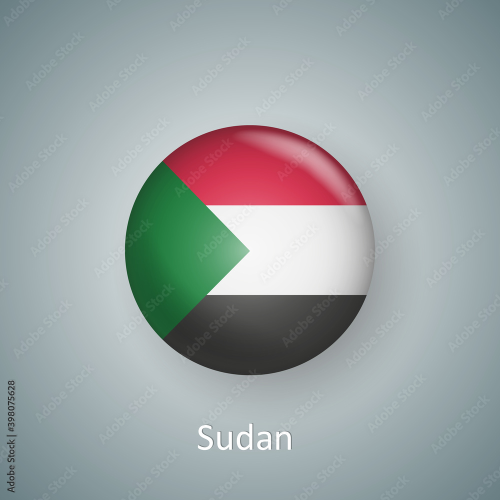Sudan flag icon circle 3d gradient isolated Sudan flag icon circle 3d gradient isolated