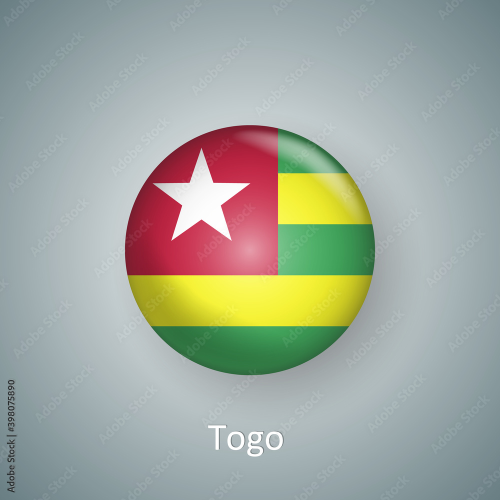 Togo flag icon circle 3d gradient isolated Togo flag icon circle 3d gradient isolated