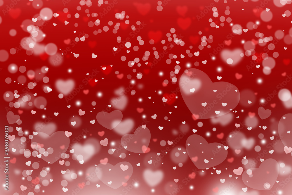 Red abstract blurred background, bokeh. Valentine's day wallpaper.