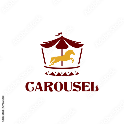 Fun fair carnival carousel,merry-go-round carousel vector,carousel horses isolated icon design,carousel logo