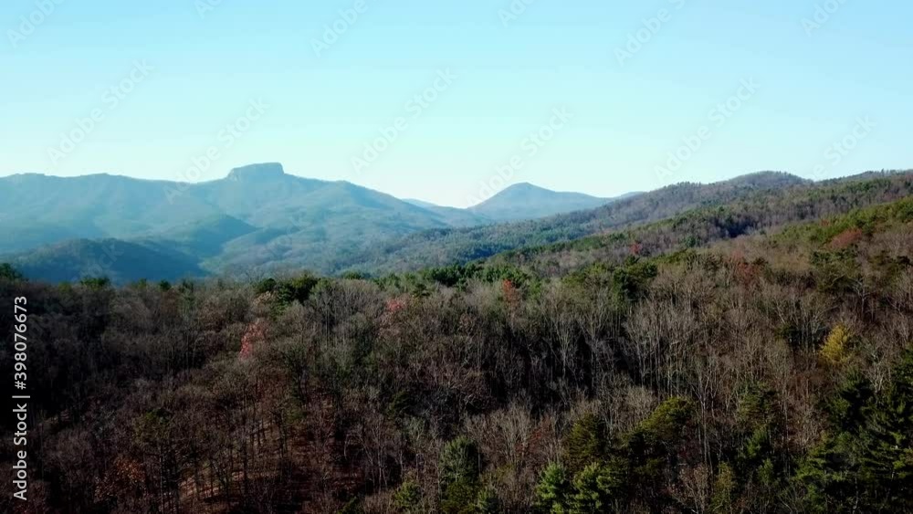 Aerial Rise from Wilderness Appoaching Hawkbill Mountain and Table Rock Mountain, Hawksbill Mountain North Carolina, Hawksbill Mountain North Carolina, Table Rock Mountain NC Aerial Rise from Wilderness Appoaching Hawkbill Mountain and Table Rock Mountain, Hawksbill Mountain North Carolina, Hawksbill Mountain North Carolina, Table Rock Mountain NC