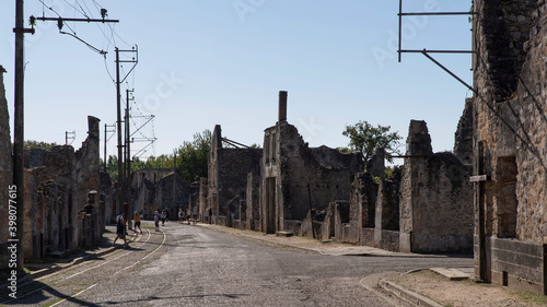 Ruin of the village of Oradour sur Glane in France, remnant of a former war massacre photo