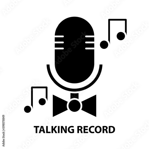 talking record icon, black vector sign with editable strokes, concept illustration