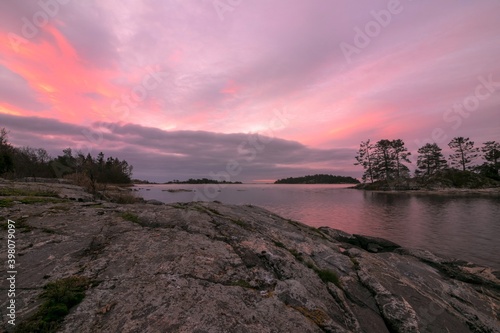 Swedish archipelago near Västerwik at dawn.