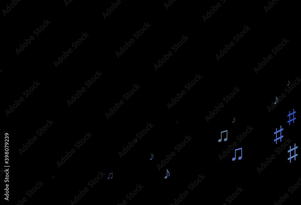 Dark BLUE vector backdrop with music notes. Dark BLUE vector backdrop with music notes.
