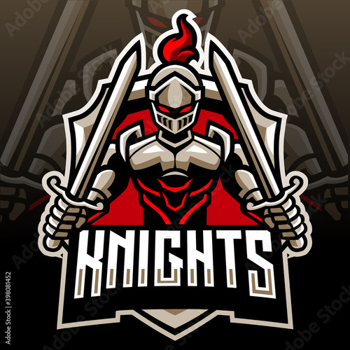 Knight mascot. esport logo design.