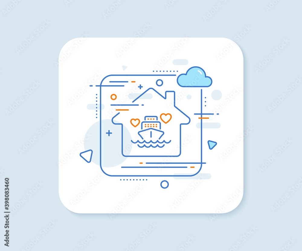 Honeymoon travel line icon. Abstract vector button. Love trip sign. Valentines day cruise symbol. Honeymoon cruise line icon. Home concept badge. Vector Honeymoon travel line icon. Abstract vector button. Love trip sign. Valentines day cruise symbol. Honeymoon cruise line icon. Home concept badge. Vector