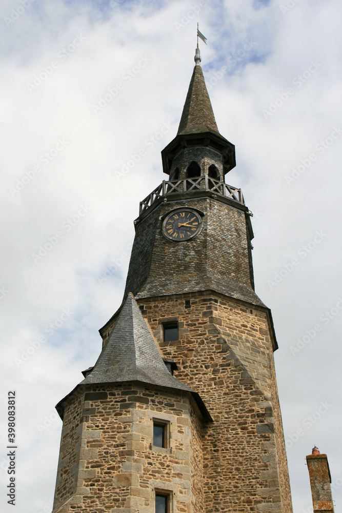 clock tower in dinan in brittany (france)