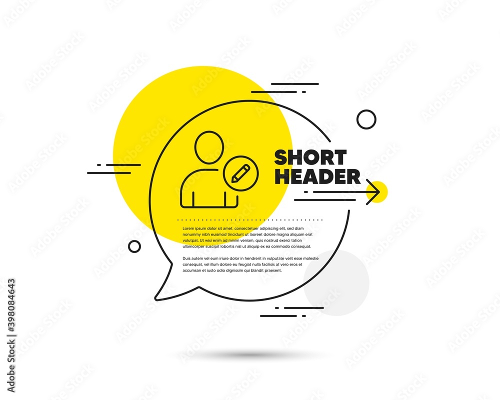 Edit User line icon. Speech bubble vector concept. Profile Avatar with pencil sign. Person silhouette symbol. Edit user line icon. Abstract bubble balloon badge. Vector Edit User line icon. Speech bubble vector concept. Profile Avatar with pencil sign. Person silhouette symbol. Edit user line icon. Abstract bubble balloon badge. Vector