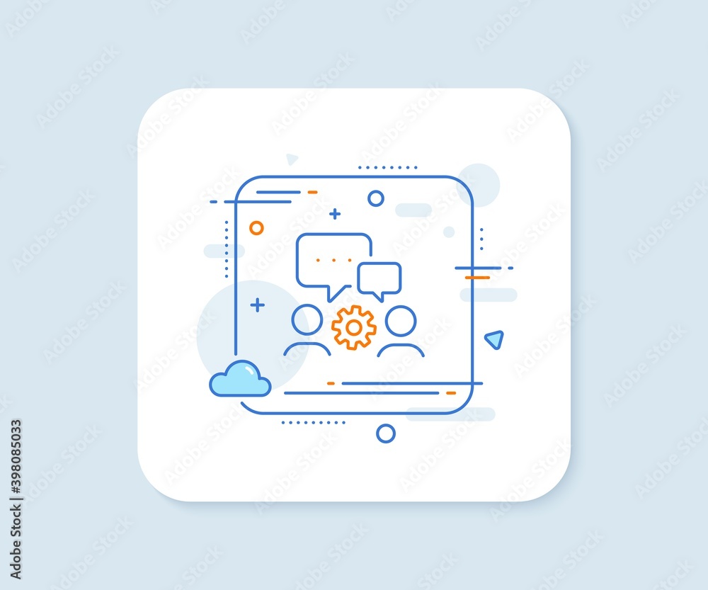 Engineering team line icon. Abstract square vector button. Engineer or architect group sign. Working process symbol. Engineering team line icon. Quality concept badge. Vector Engineering team line icon. Abstract square vector button. Engineer or architect group sign. Working process symbol. Engineering team line icon. Quality concept badge. Vector