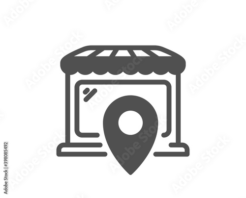 Market location icon. Wholesale store sign. Retail marketplace symbol. Quality design element. Flat style market location icon. Editable stroke. Vector