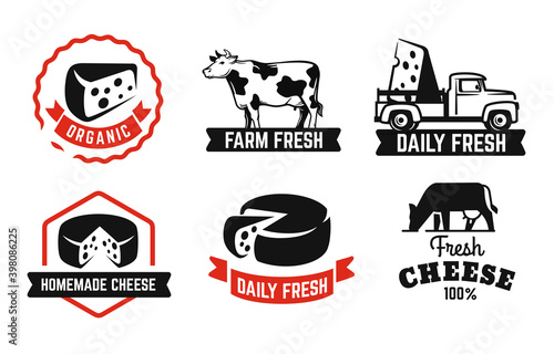 cheese emblem black set for farm products