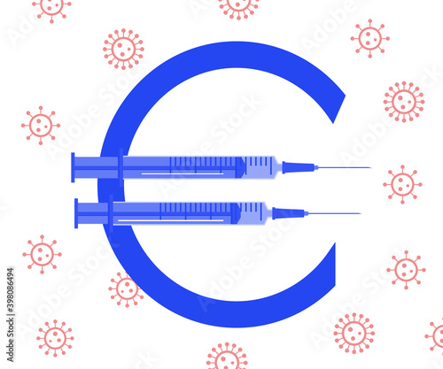 Dollar sign with syringe as part of dollar symbol.