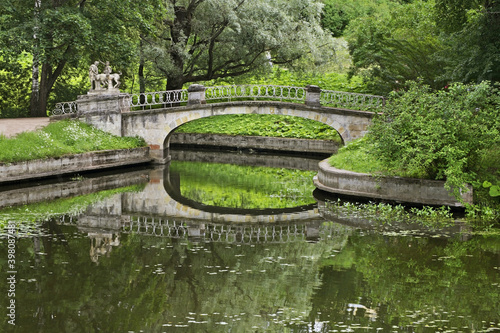 Bridge of Centaurs in Pavlovsk Palace and Park Ensemble near Saint Petersburg. Russia