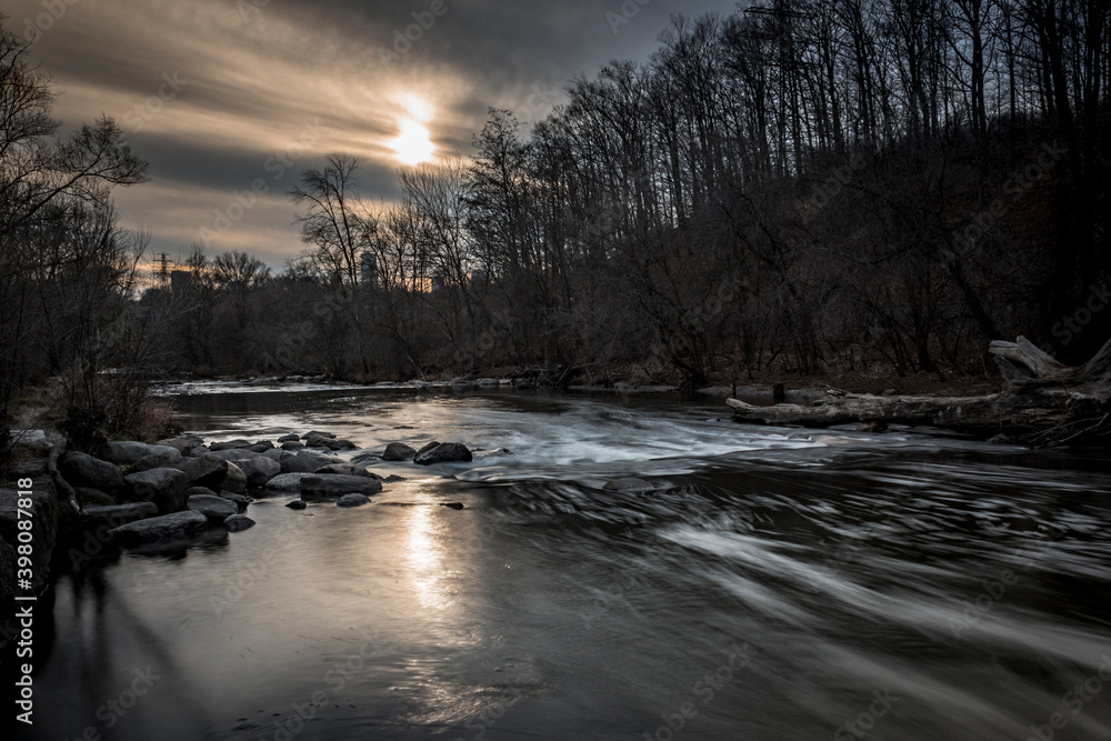 sun setting on the Lower Don River