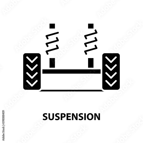 suspension icon, black vector sign with editable strokes, concept illustration