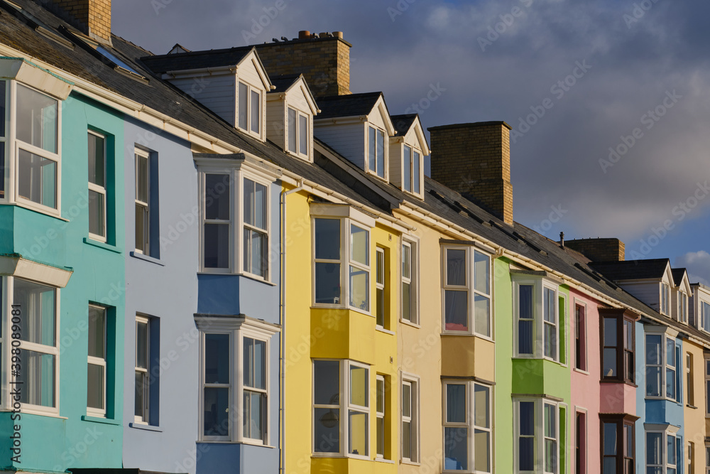 colourful terraced houses in the UK colourful terraced houses in the UK