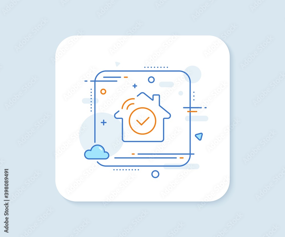 House security line icon. Abstract square vector button. Smart home sign. Private protection symbol. House security line icon. Quality concept badge. Vector House security line icon. Abstract square vector button. Smart home sign. Private protection symbol. House security line icon. Quality concept badge. Vector