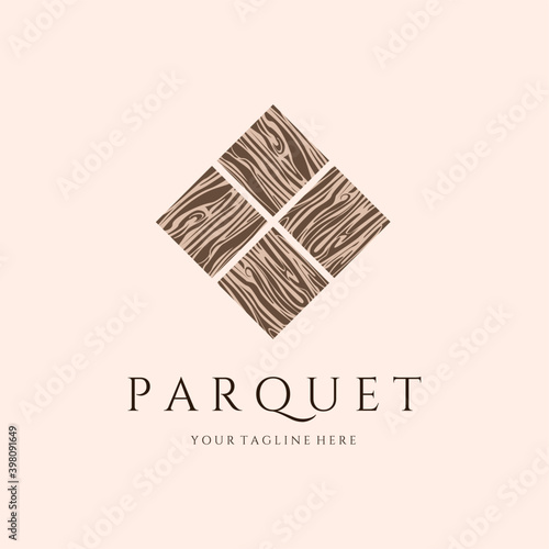 Wood Parquet Floor Vector Illustration Logo Design