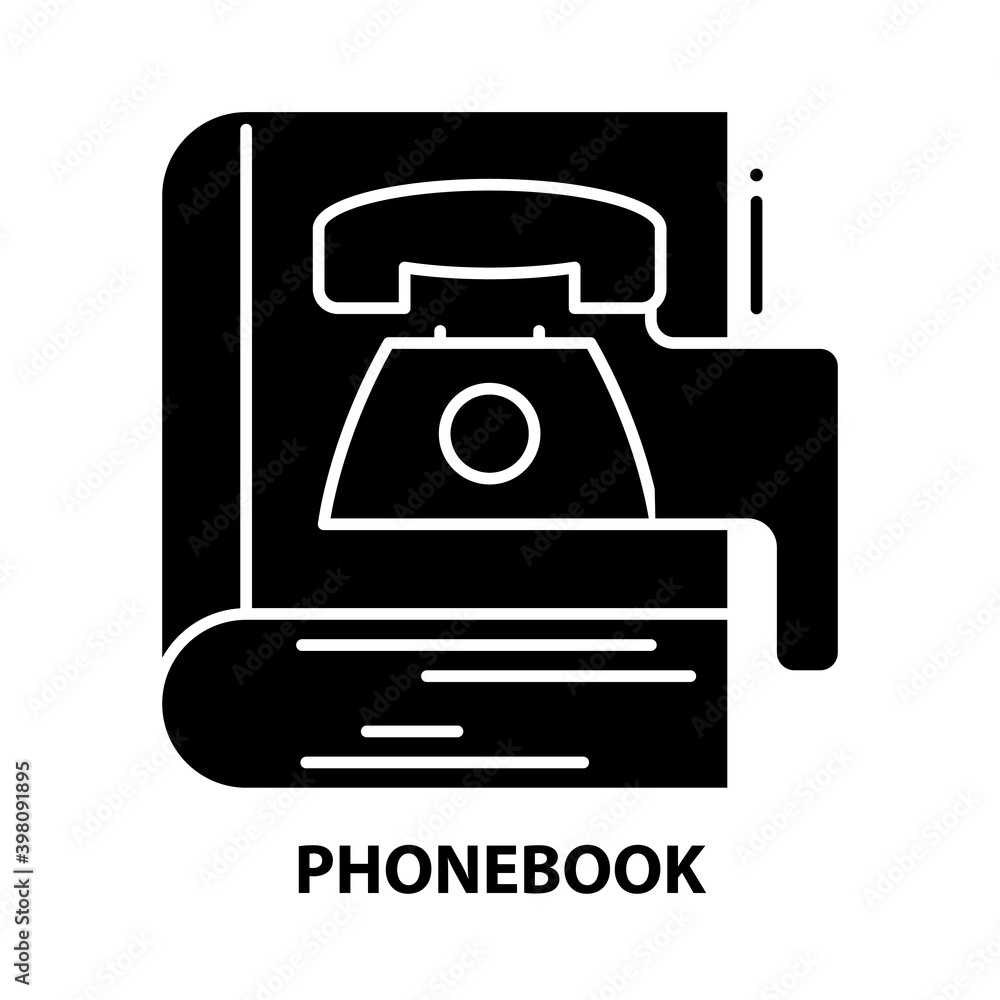 Fototapeta premium phonebook icon, black vector sign with editable strokes, concept illustration