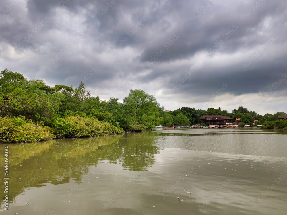 Dongzhai Harbor National Nature Reserve. Small river near the mangrove. Haikou, Hainan Island, China. Asia Dongzhai Harbor National Nature Reserve. Small river near the mangrove. Haikou, Hainan Island, China. Asia
