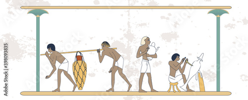 Ancient Egypt set of illustration, group of people. Egypt murals, Ancient Egypt people, people of the Nyle