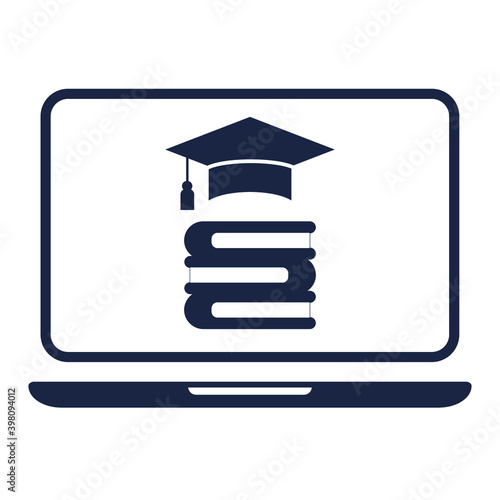 Education vector icon . E-learning school university illustration. Learning, internet training, knowledge tech. 