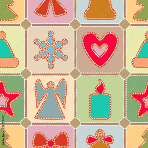 Christmas Patchwork Seamless Pattern.