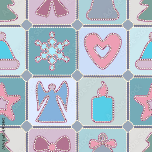 Christmas Patchwork Seamless Pattern.