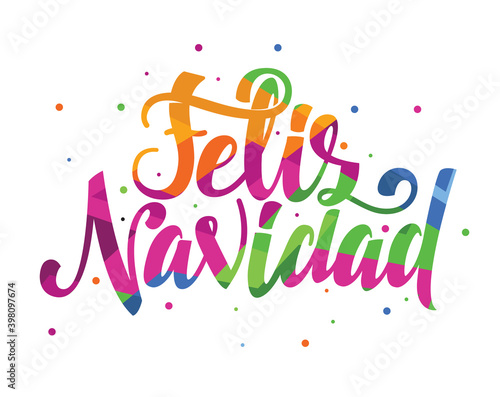 Merry Christmas 2021 vector illustration. hand-written lettering. Feliz navidad design graphics for brochures, gift cards, flyers and postcards. translated from Spanish: Merry Christmas