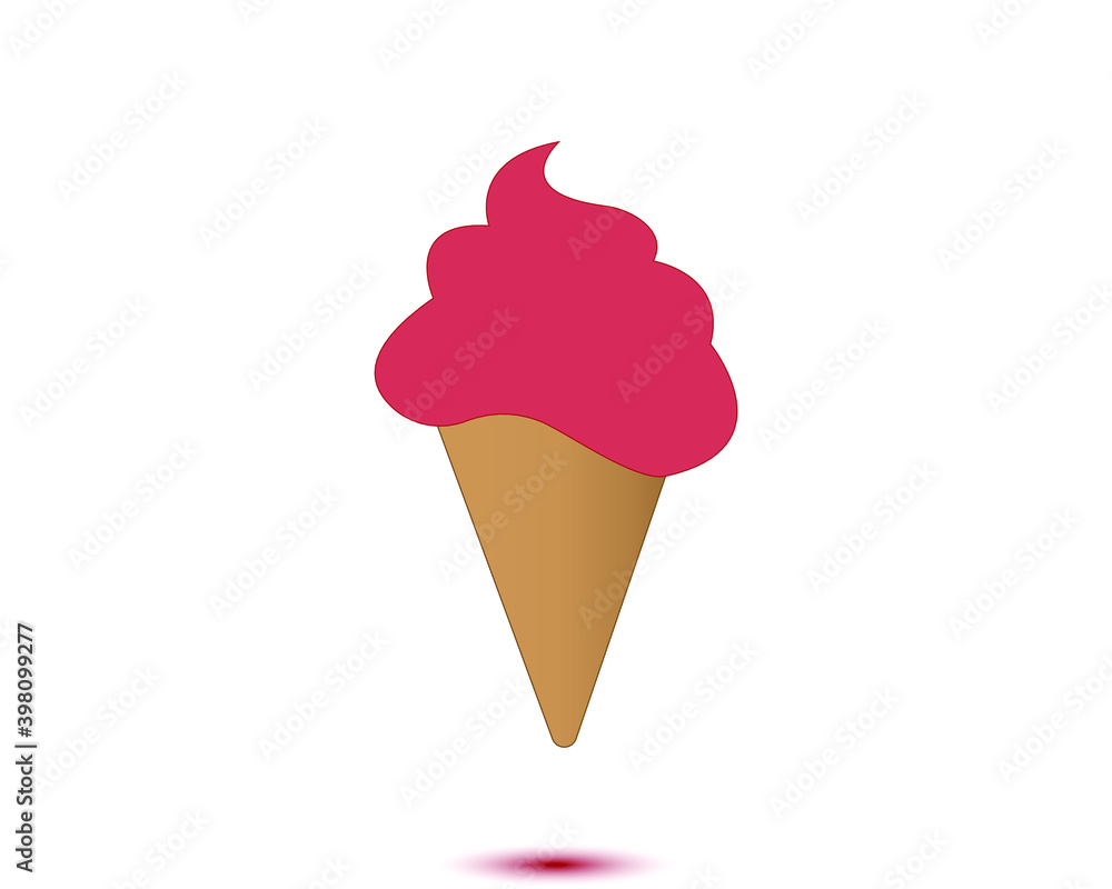 Strawberries Ice cream in waffle cone