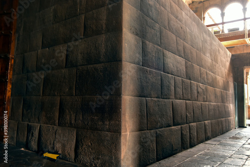 inca walls in coricancha temple  of the sun,cusco,peru photo