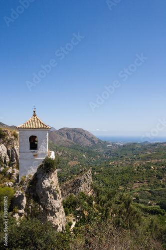 View of the small bell tower at El Castell de Guadalest in the Alicante region of Spain