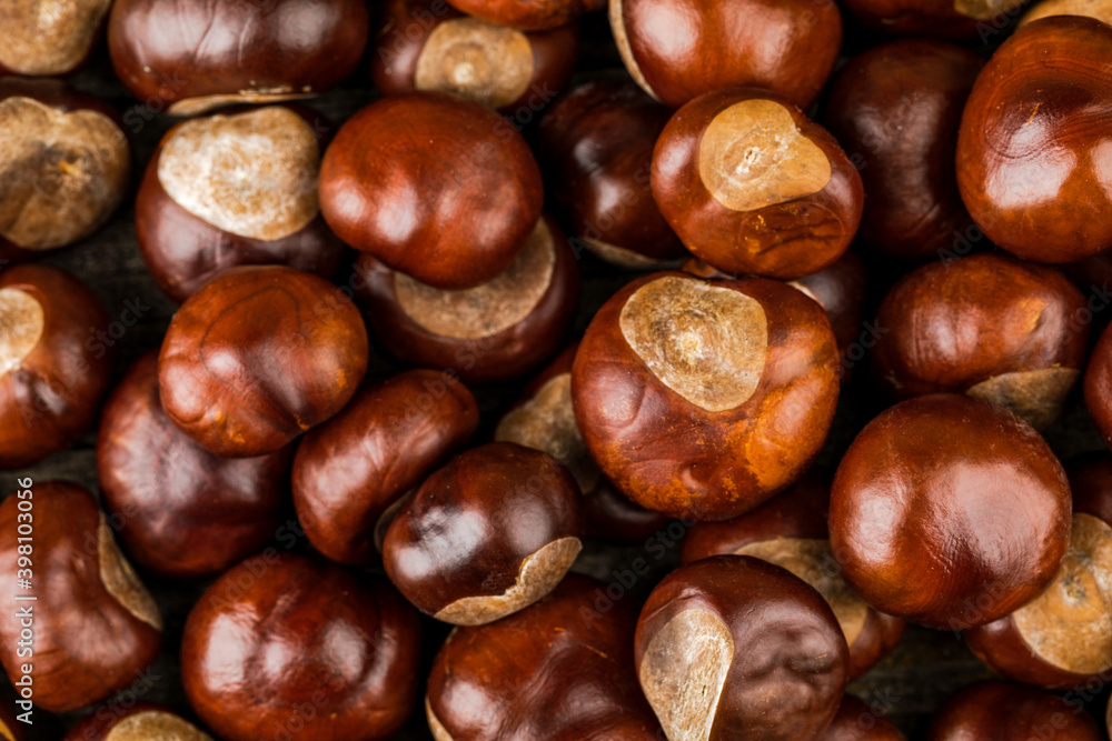 Lots of ripe chestnuts to eat. Background image Lots of ripe chestnuts to eat. Background image