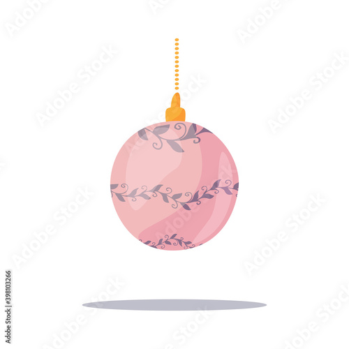 The concept of winter holidays and celebrations. Beautiful decorations for the Christmas tree. Set of holiday decorations. Set of golden hanging toys of the Christmas tree.