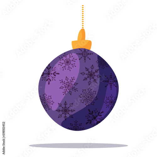 The concept of winter holidays and celebrations. Beautiful decorations for the Christmas tree. Set of holiday decorations. Set of golden hanging toys of the Christmas tree.