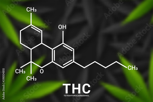 THC or tetrahydrocannabinol molecular structural chemical formula