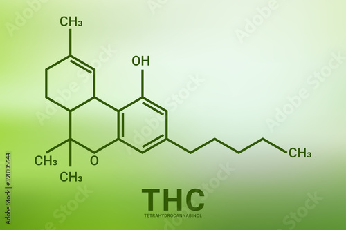 THC or tetrahydrocannabinol molecular structural chemical formula