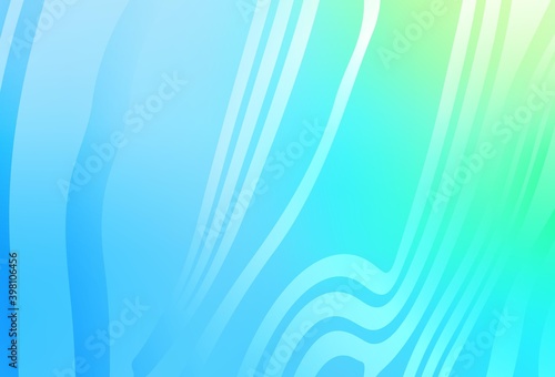 Light Blue  Green vector background with curved lines.